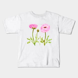 2 pink  ranunculus flowers Kids T-Shirt